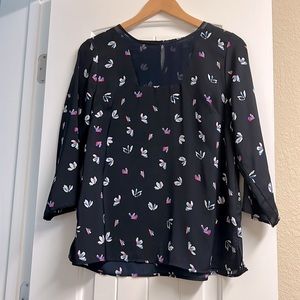 The Limited blouse in navy floral